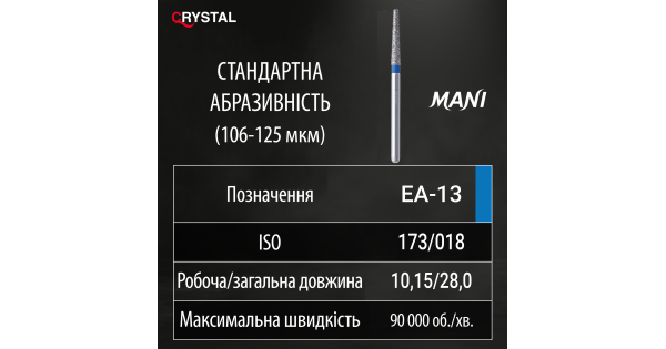 Алмазний бор EA-13 (Endo Access - Для ендодоступу). Закруглений